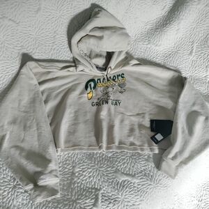 Junk Food Clothing NFL Packers Tan Crop Hoodie XXL